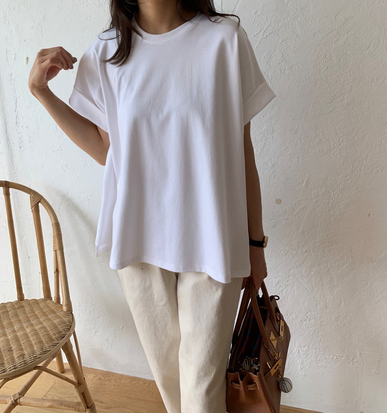 A-line rolled up T-shirt
