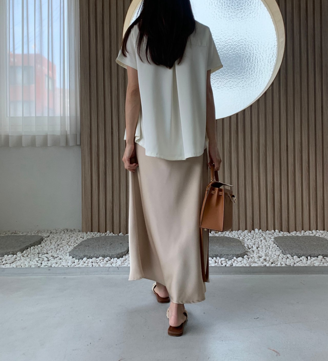 Satin A line skirt