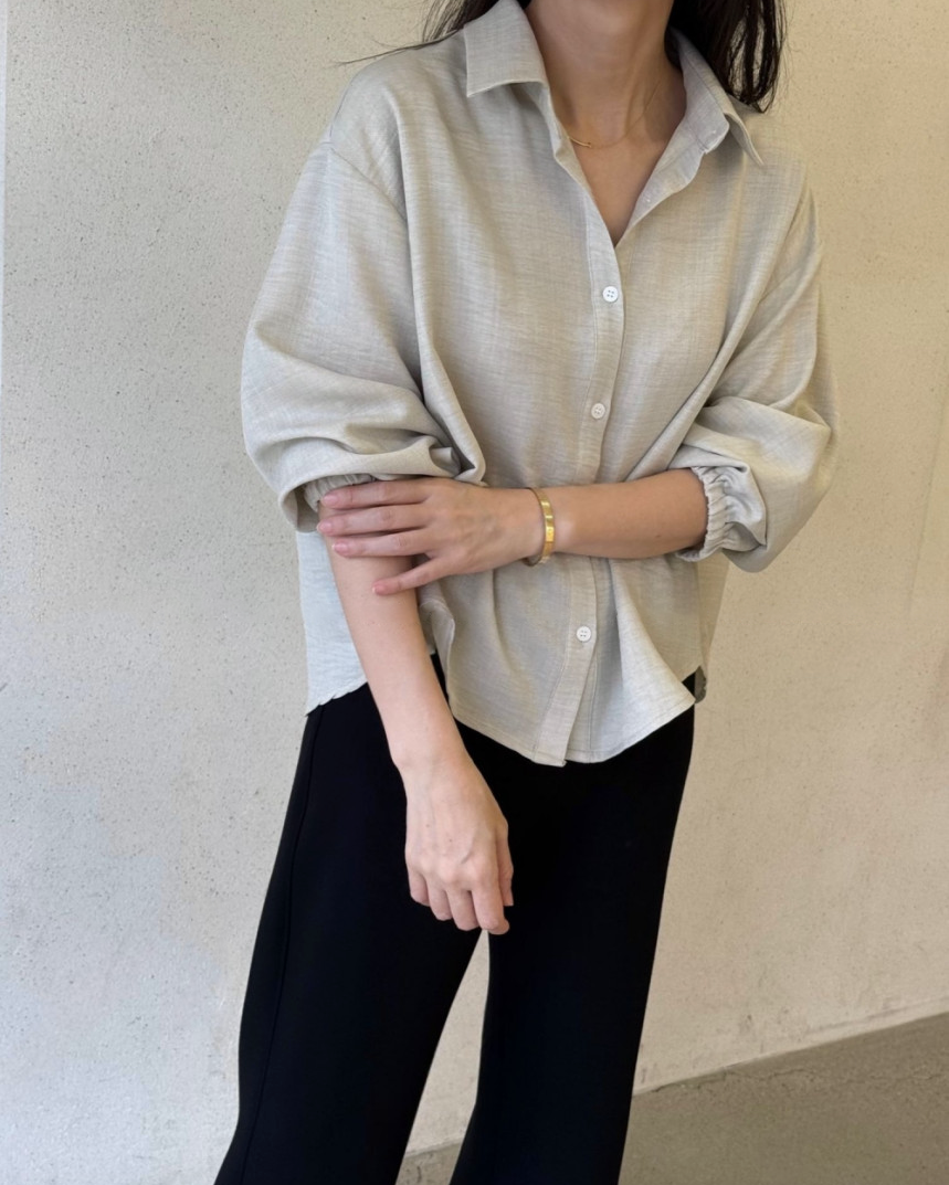 Silky semi cropped blouse