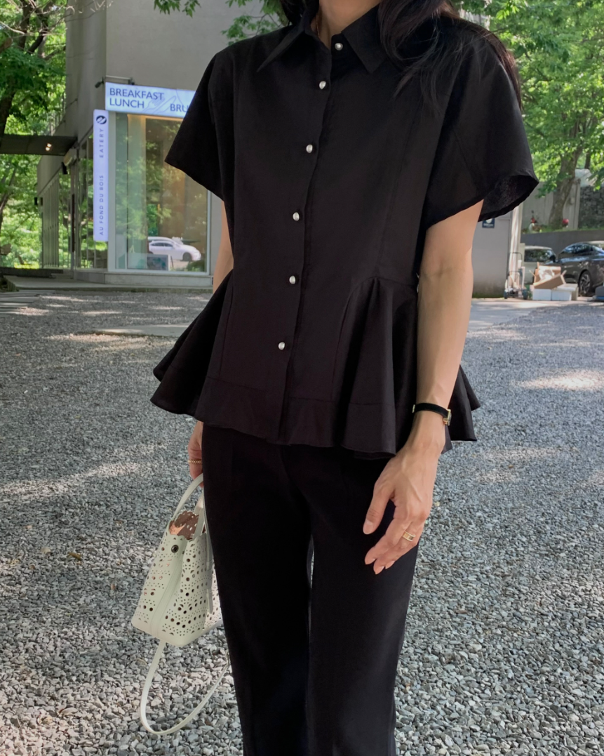 Pearl button peplum blouse