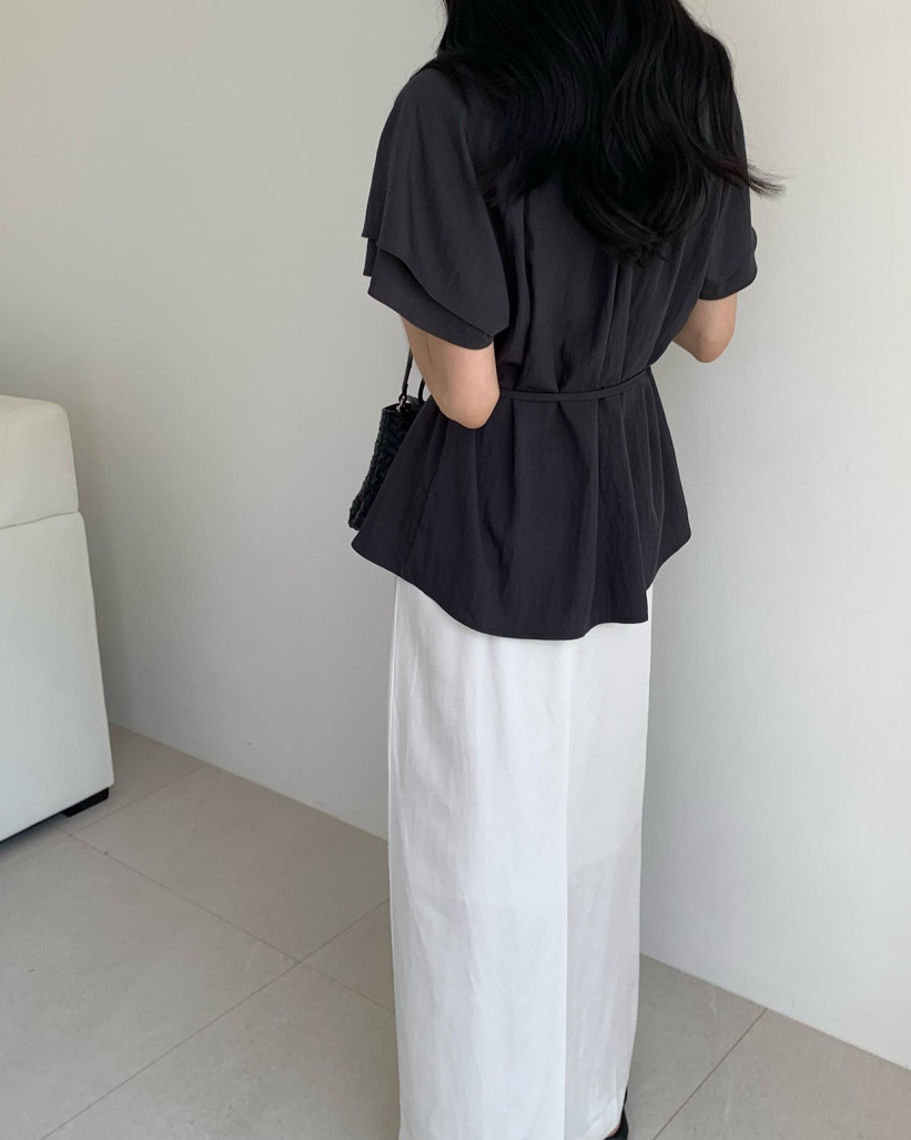 Wing sleeves blouse/ Skirt
