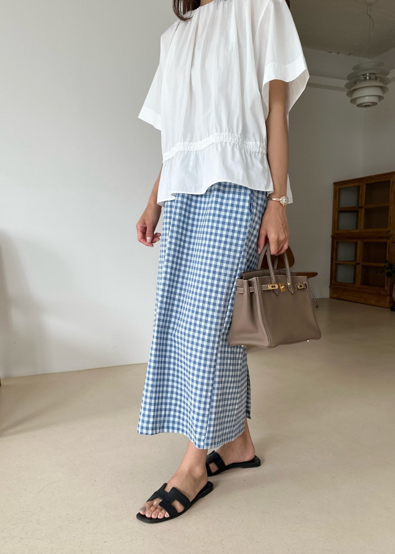 Gingham checkered H skirt
