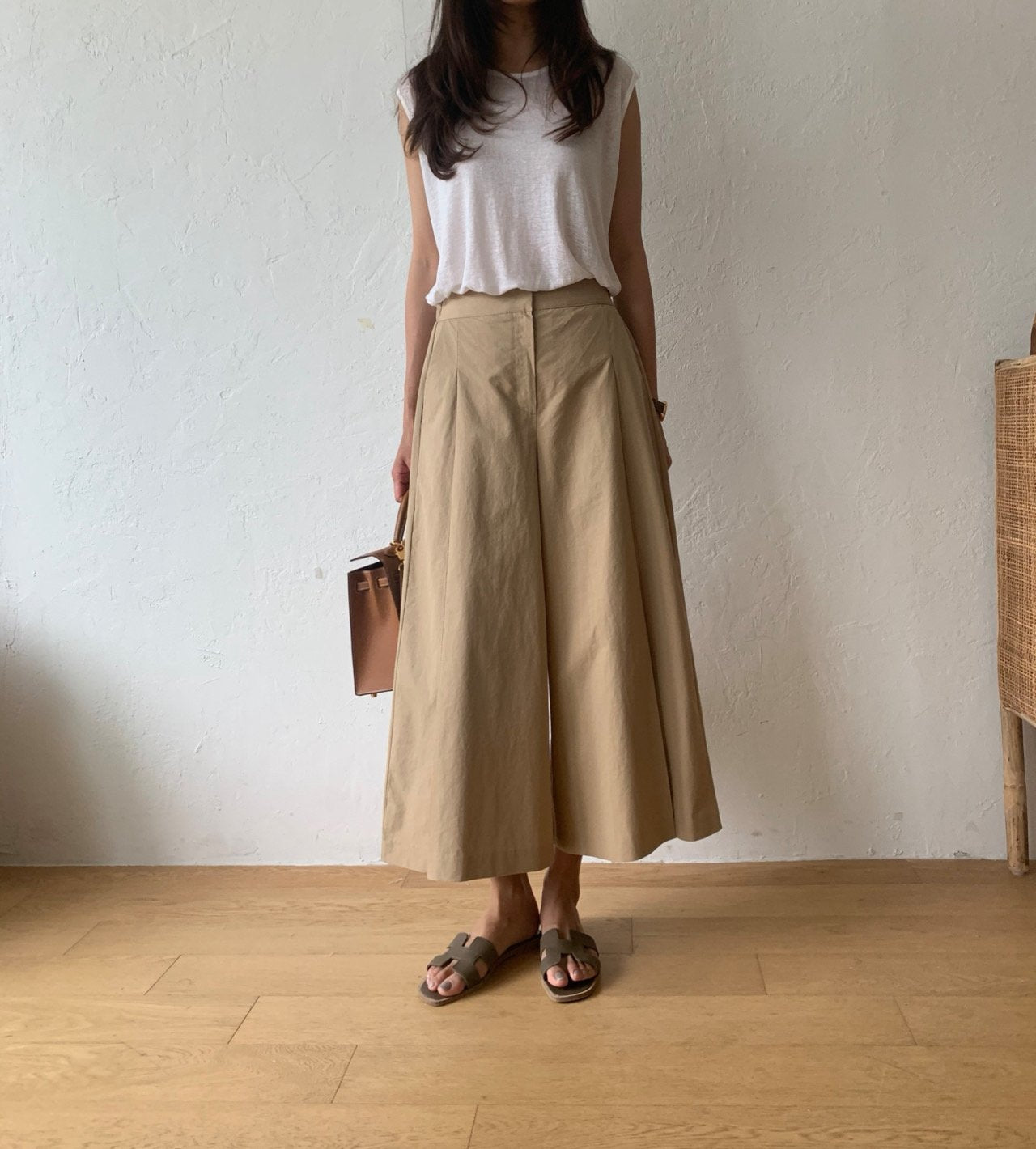 Pintuck wide pants