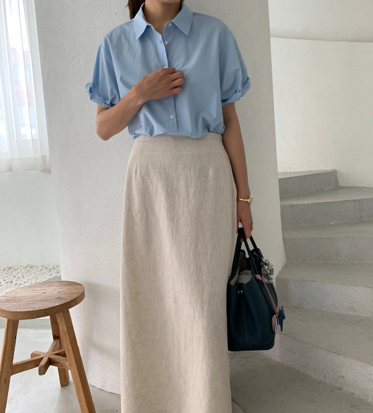 Rolled-up cotton shirt
