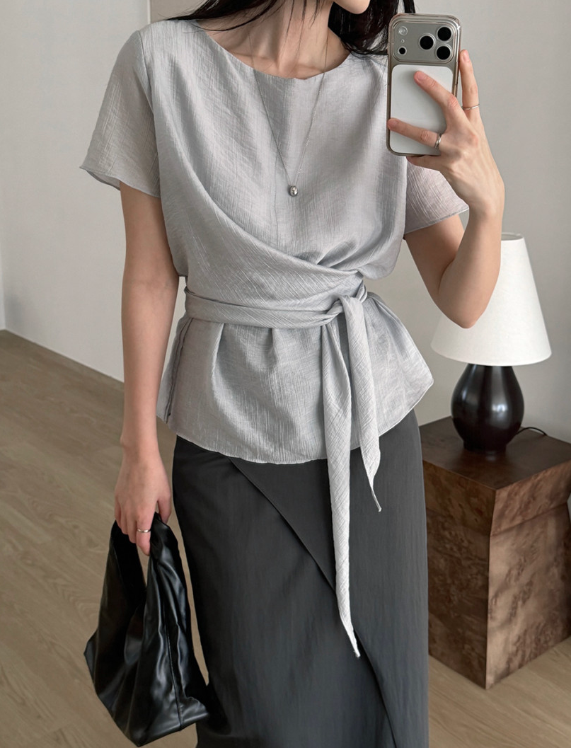 Waist sash blouse
