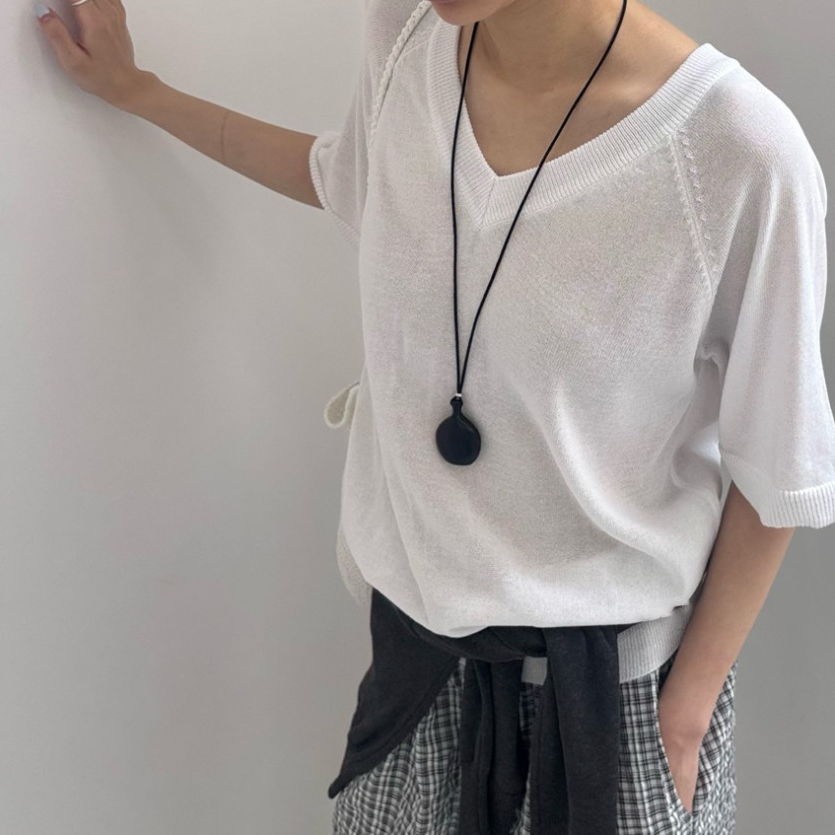 V neck summer knit top