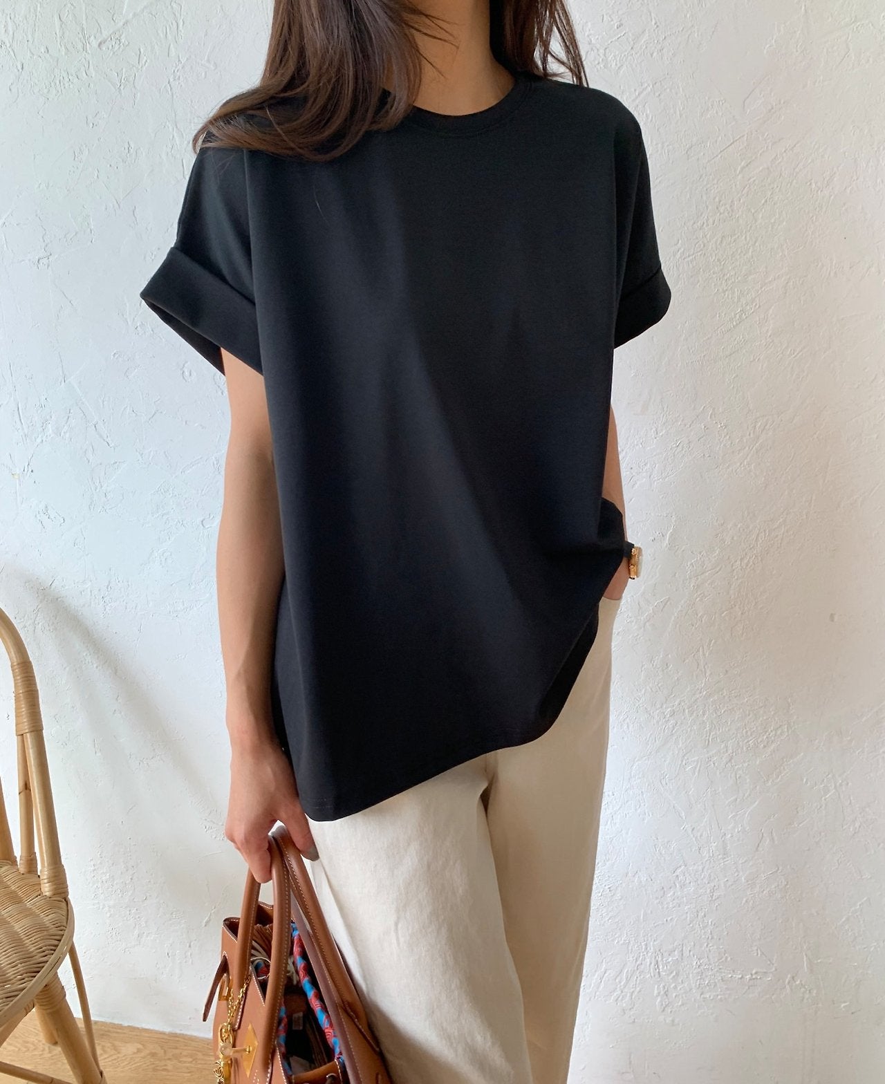 A-line rolled up T-shirt