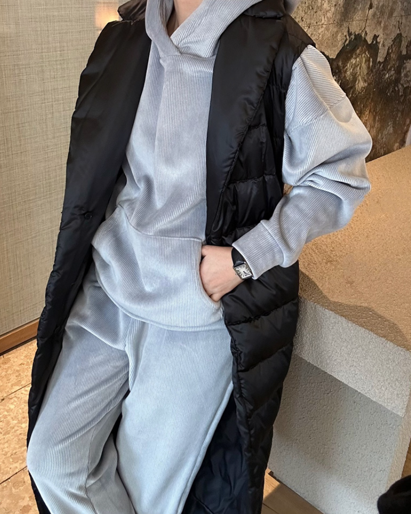 (F/W) Ribbed velour hoodie set