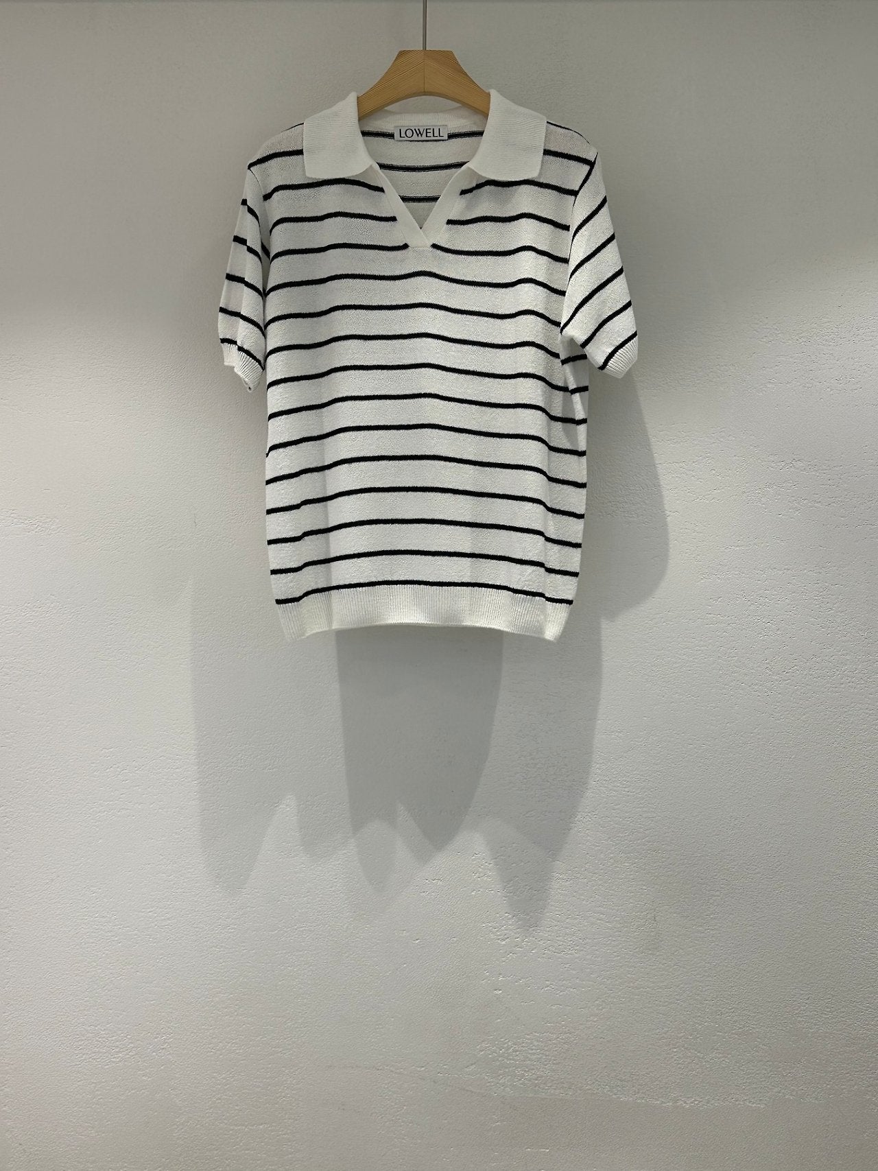 Linen striped knit top