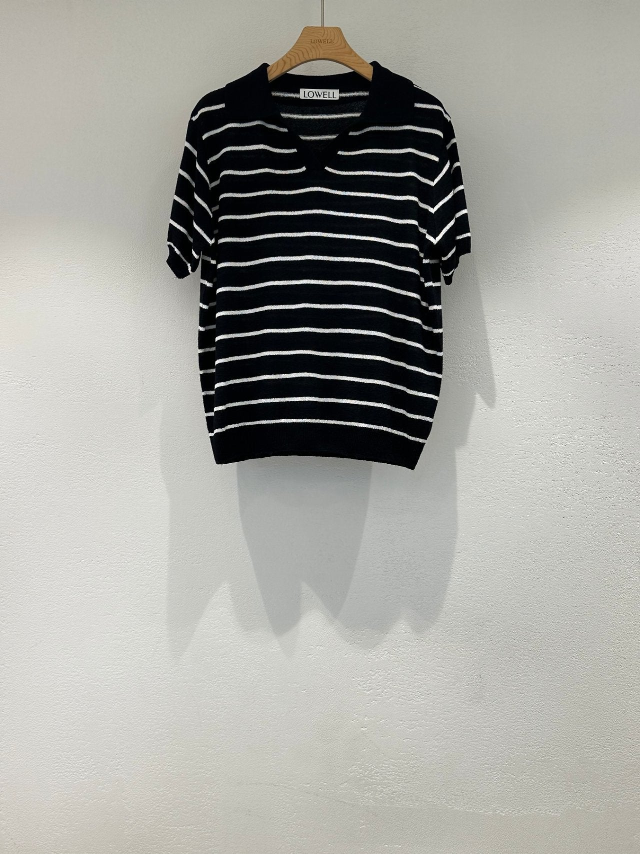 Linen striped knit top