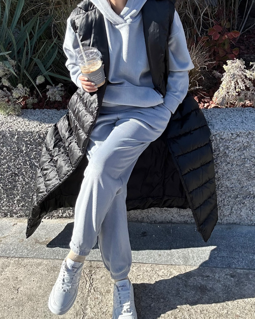(F/W) Ribbed velour hoodie set