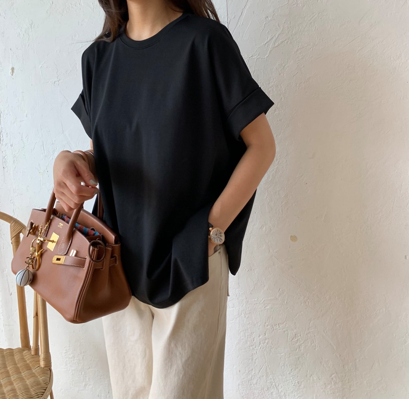 A-line rolled up T-shirt