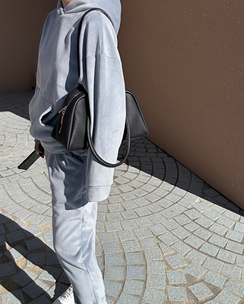 (F/W) Ribbed velour hoodie set