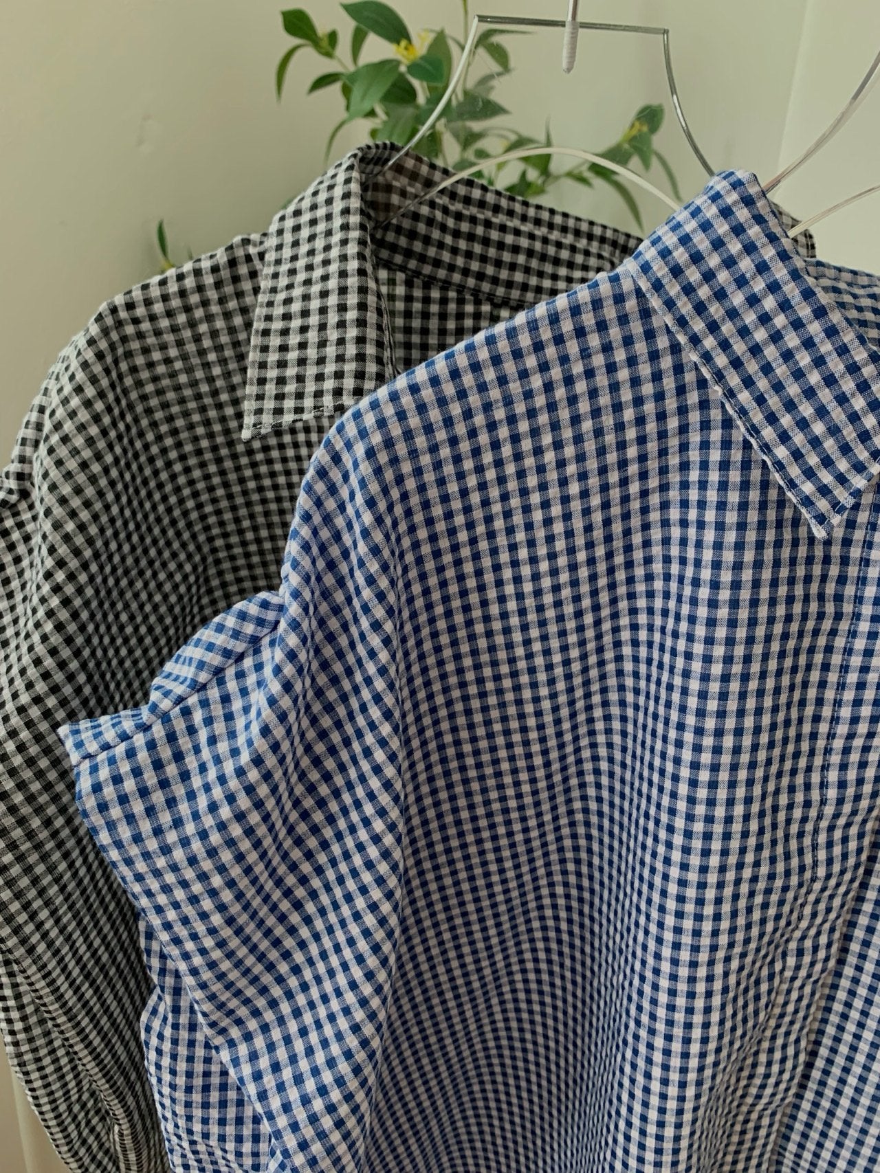 Seersucker batwing sleeves shirt