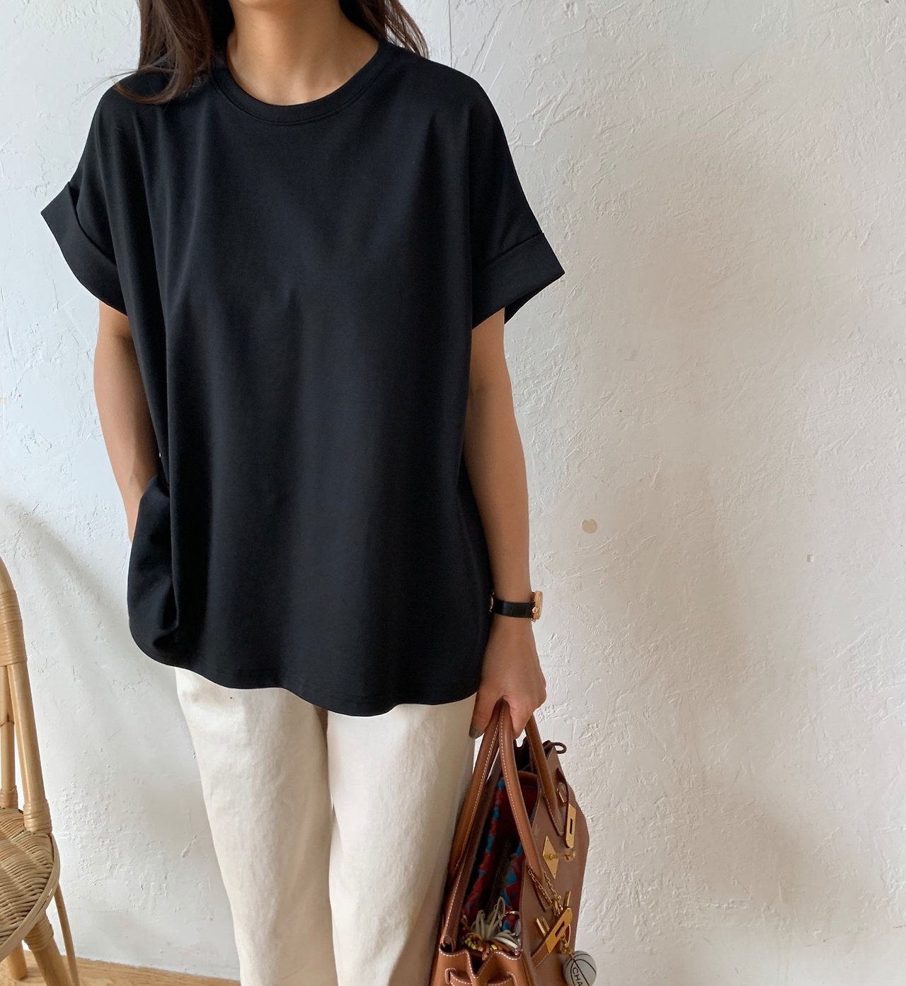 A-line rolled up T-shirt