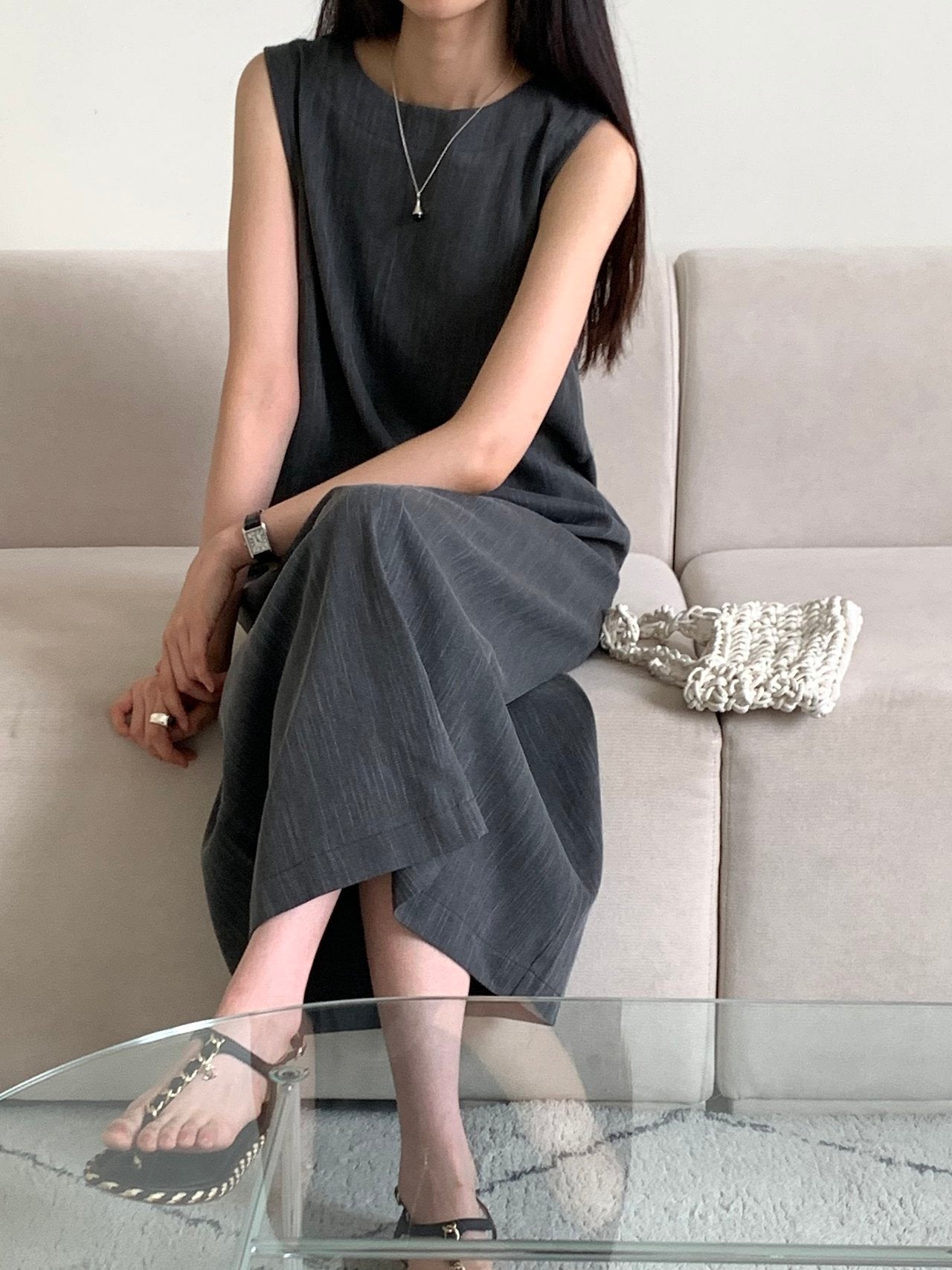 Denim sleeveless dress