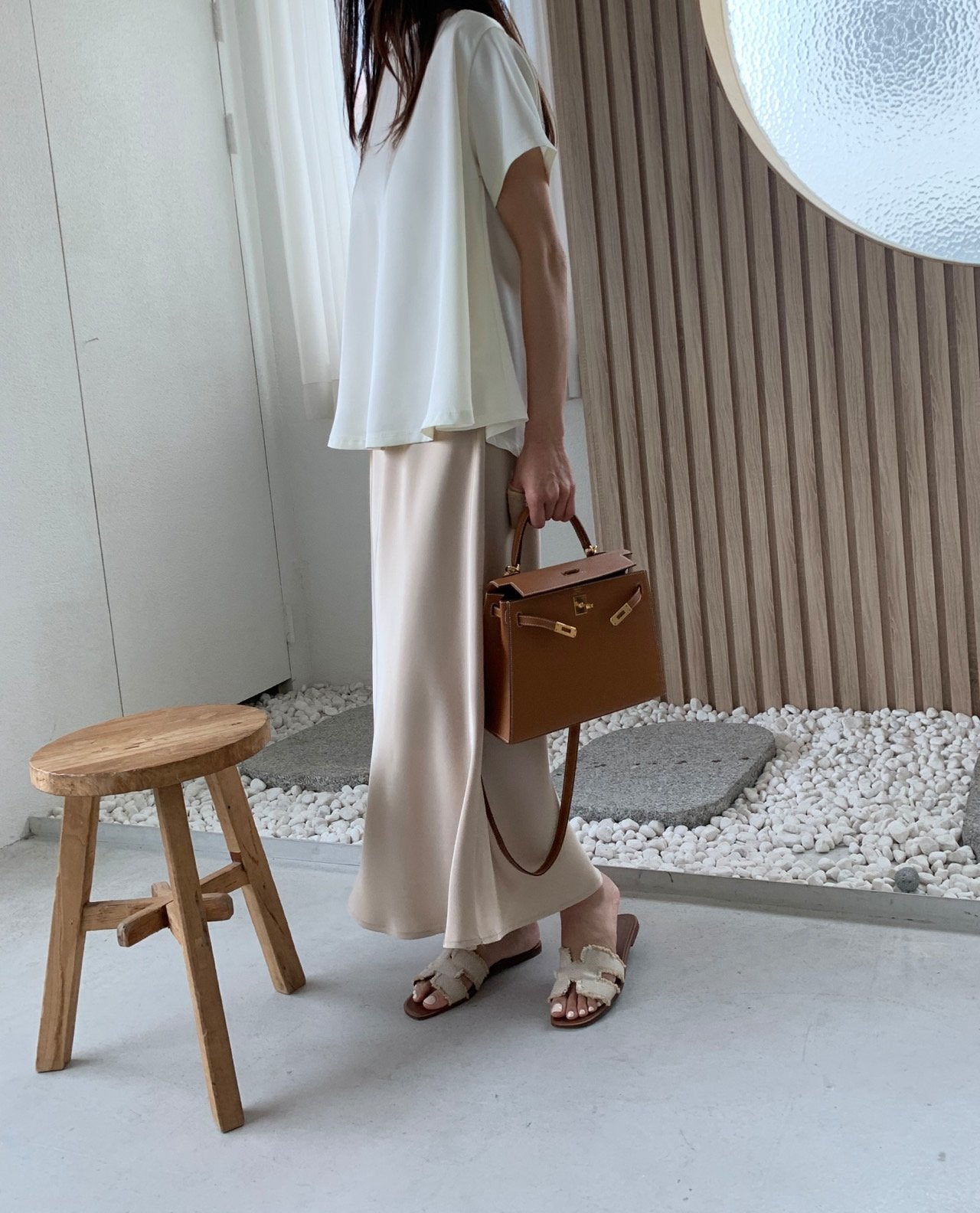 Satin A line skirt