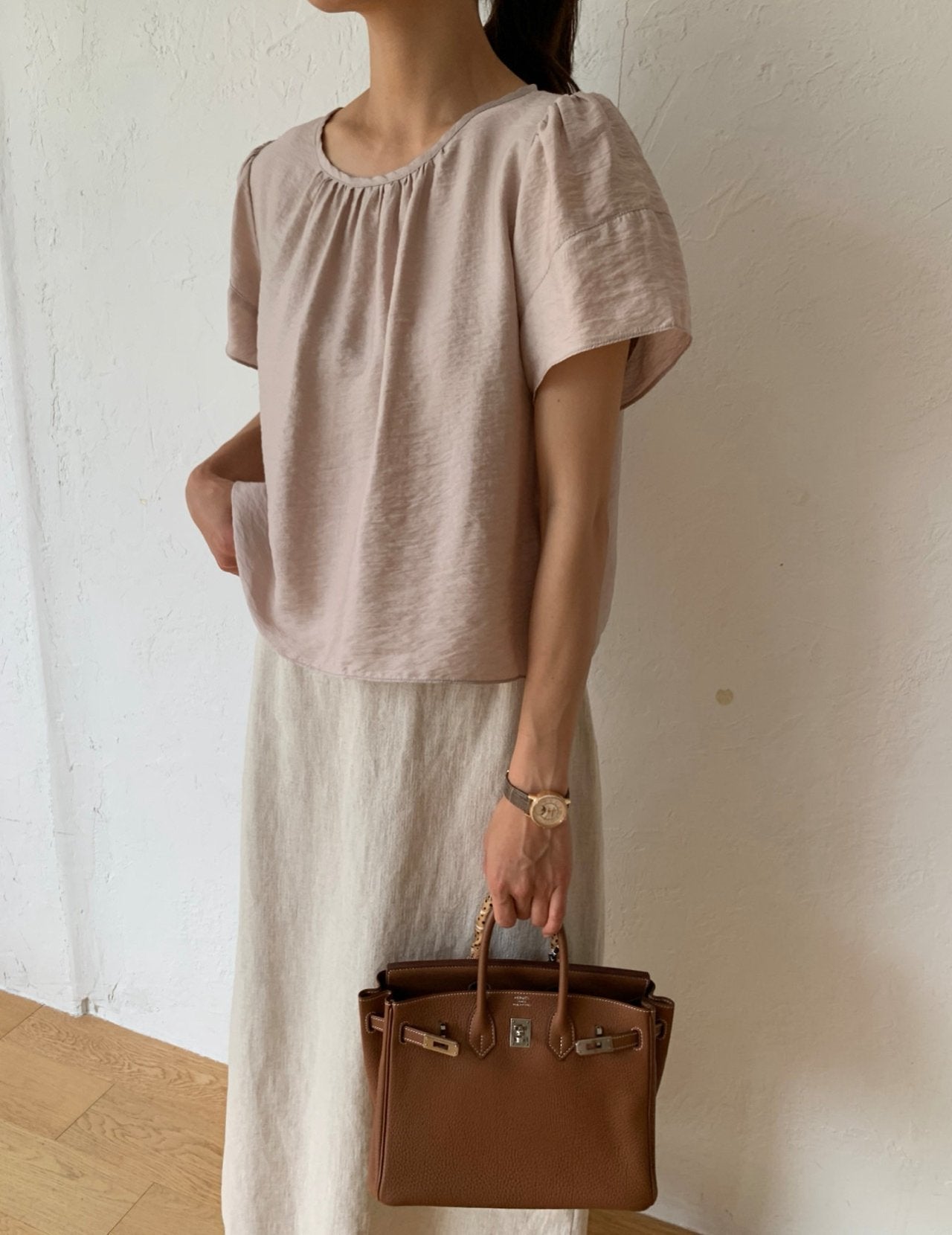 Modal puff sleeves blouse