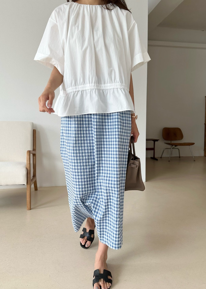 Gingham checkered H skirt