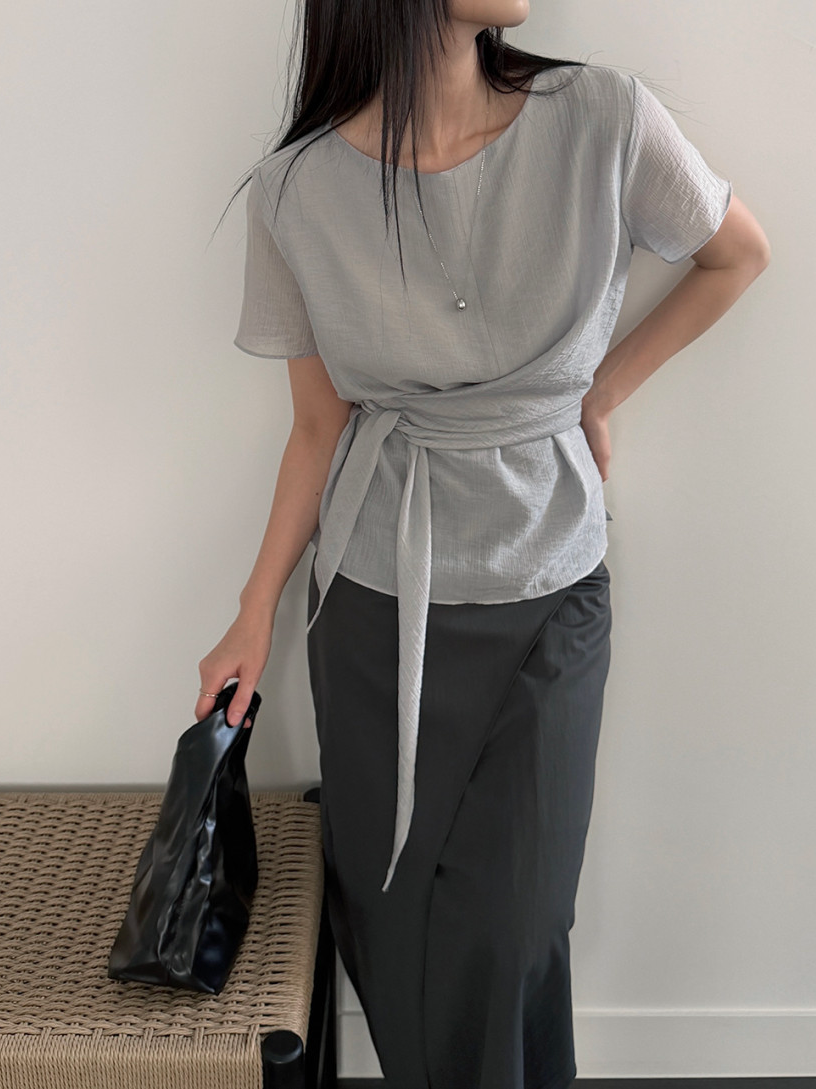 Waist sash blouse