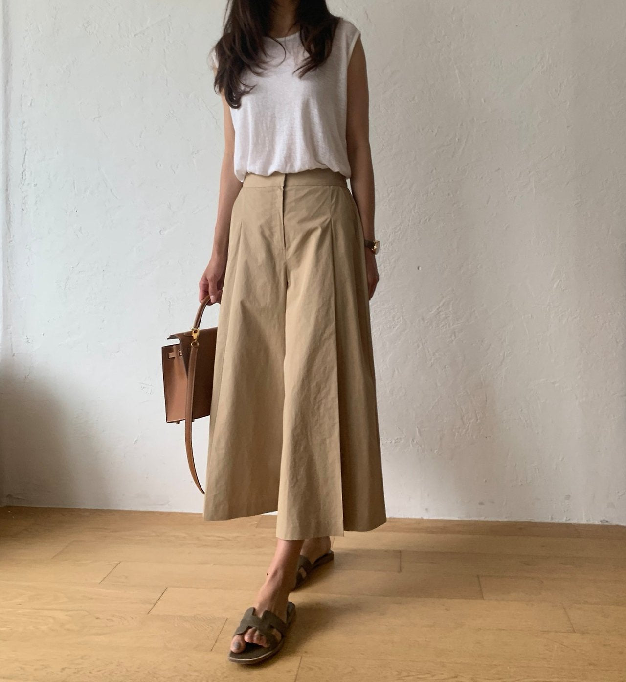 Pintuck wide pants