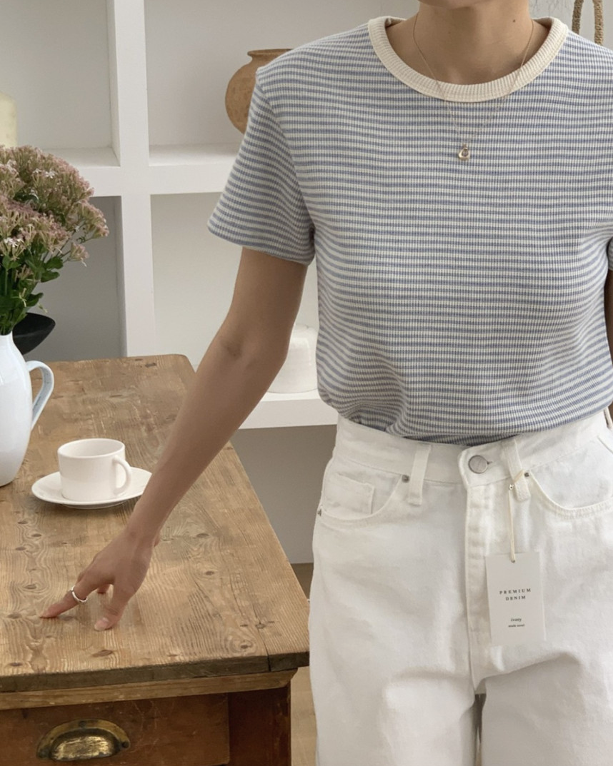 Summer waffle striped t-shirt