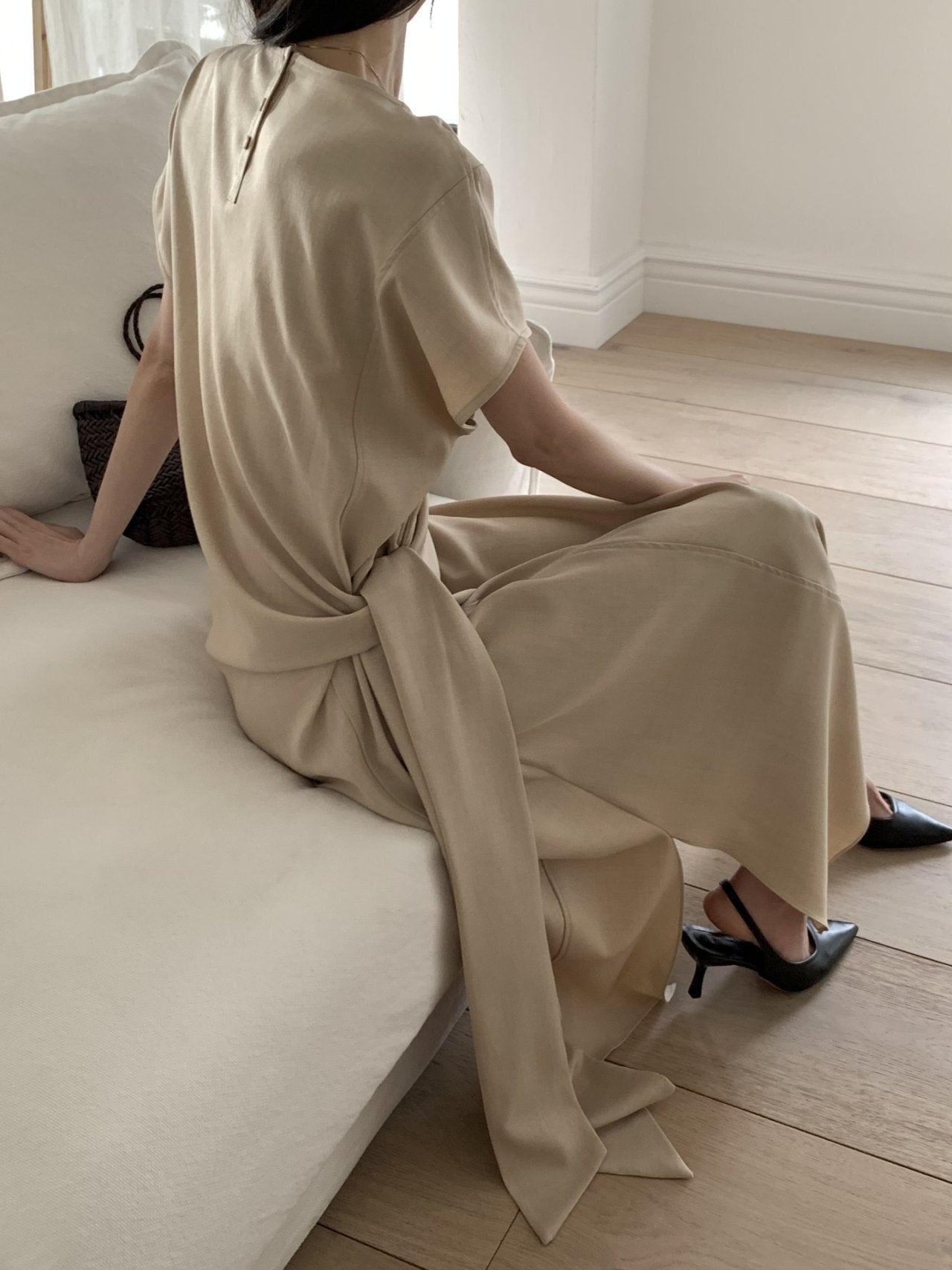 Drape cap sleeve dress