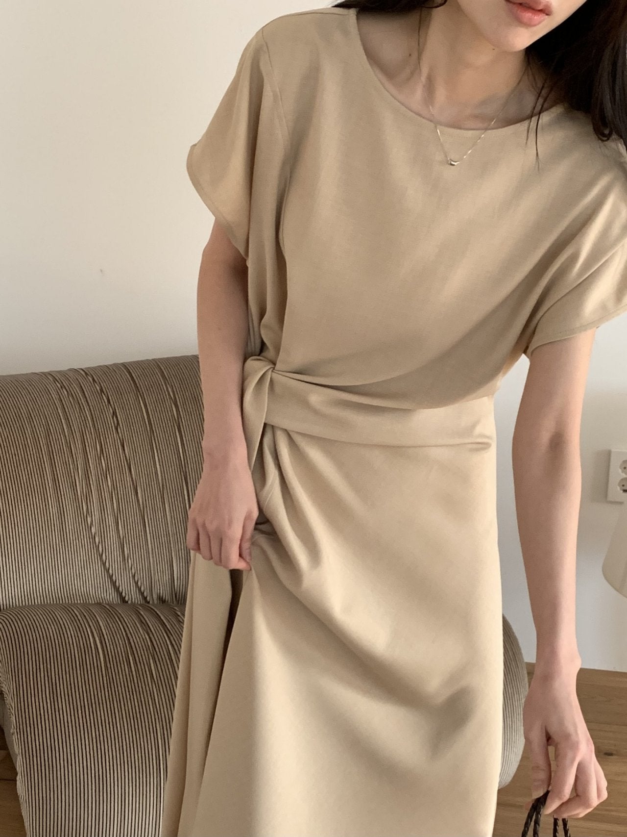 Drape cap sleeve dress