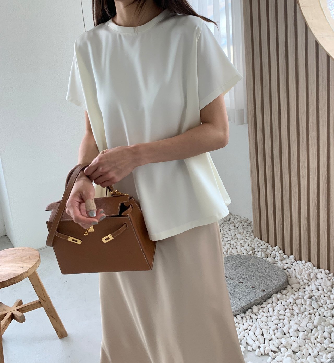 Satin flared blouse