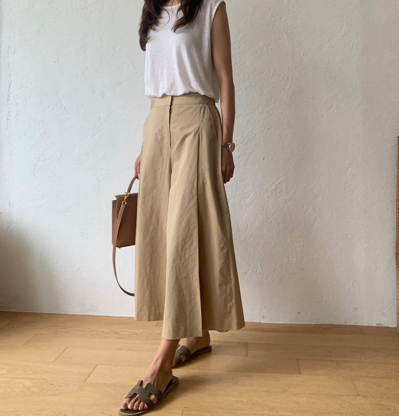Pintuck wide pants