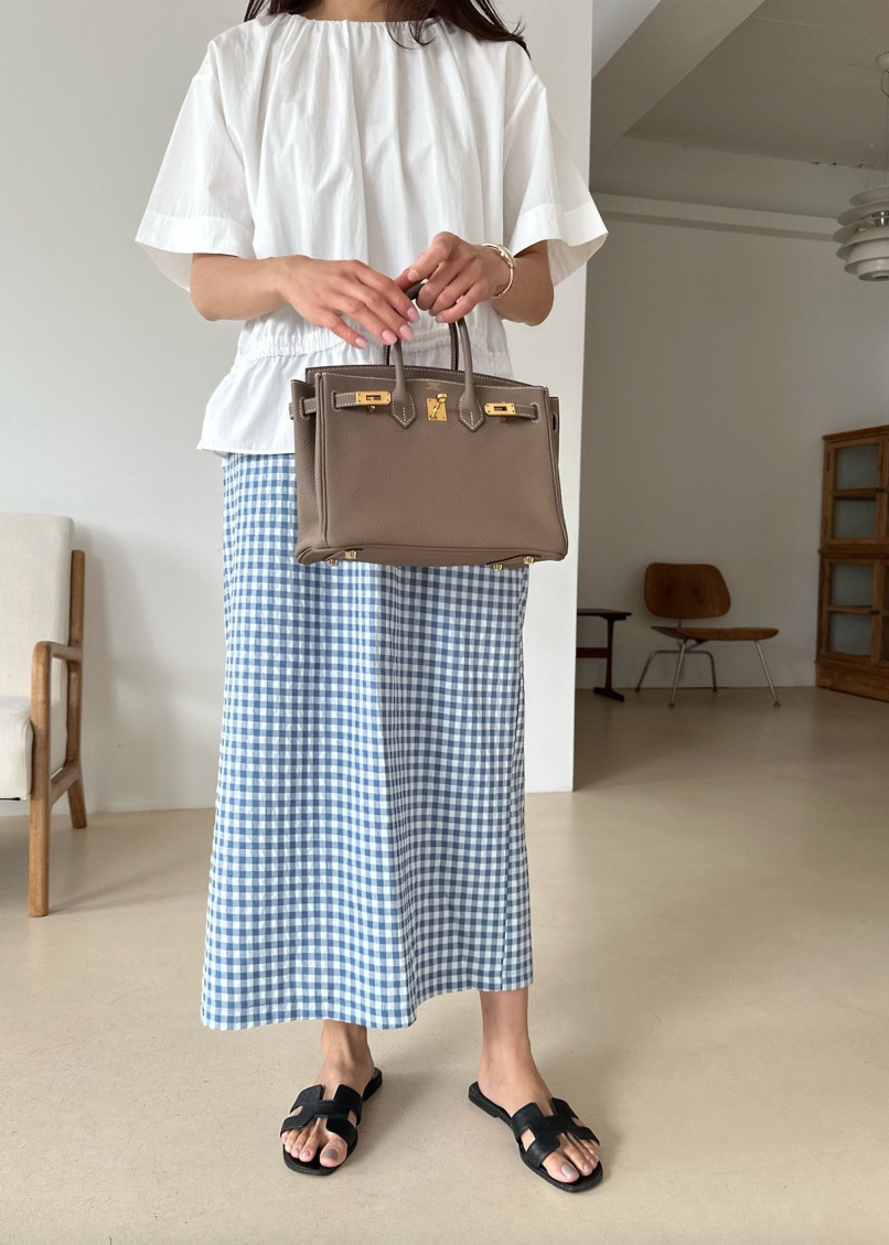 Gingham checkered H skirt