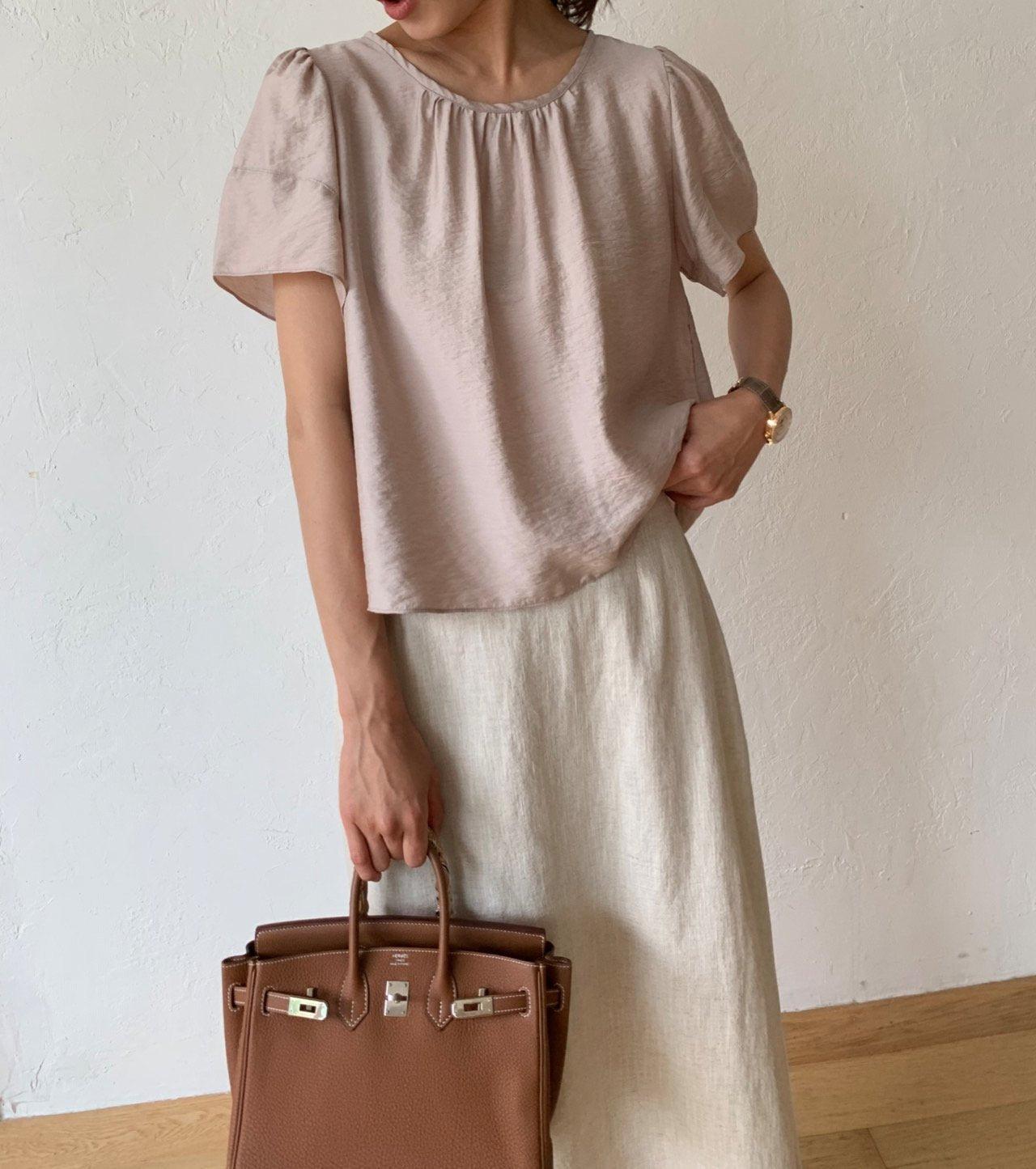 Modal puff sleeves blouse