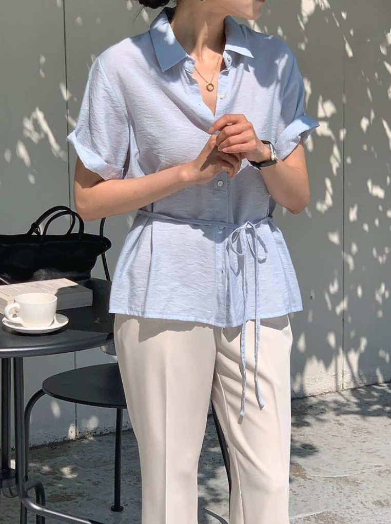 Silky half sleeves blouse