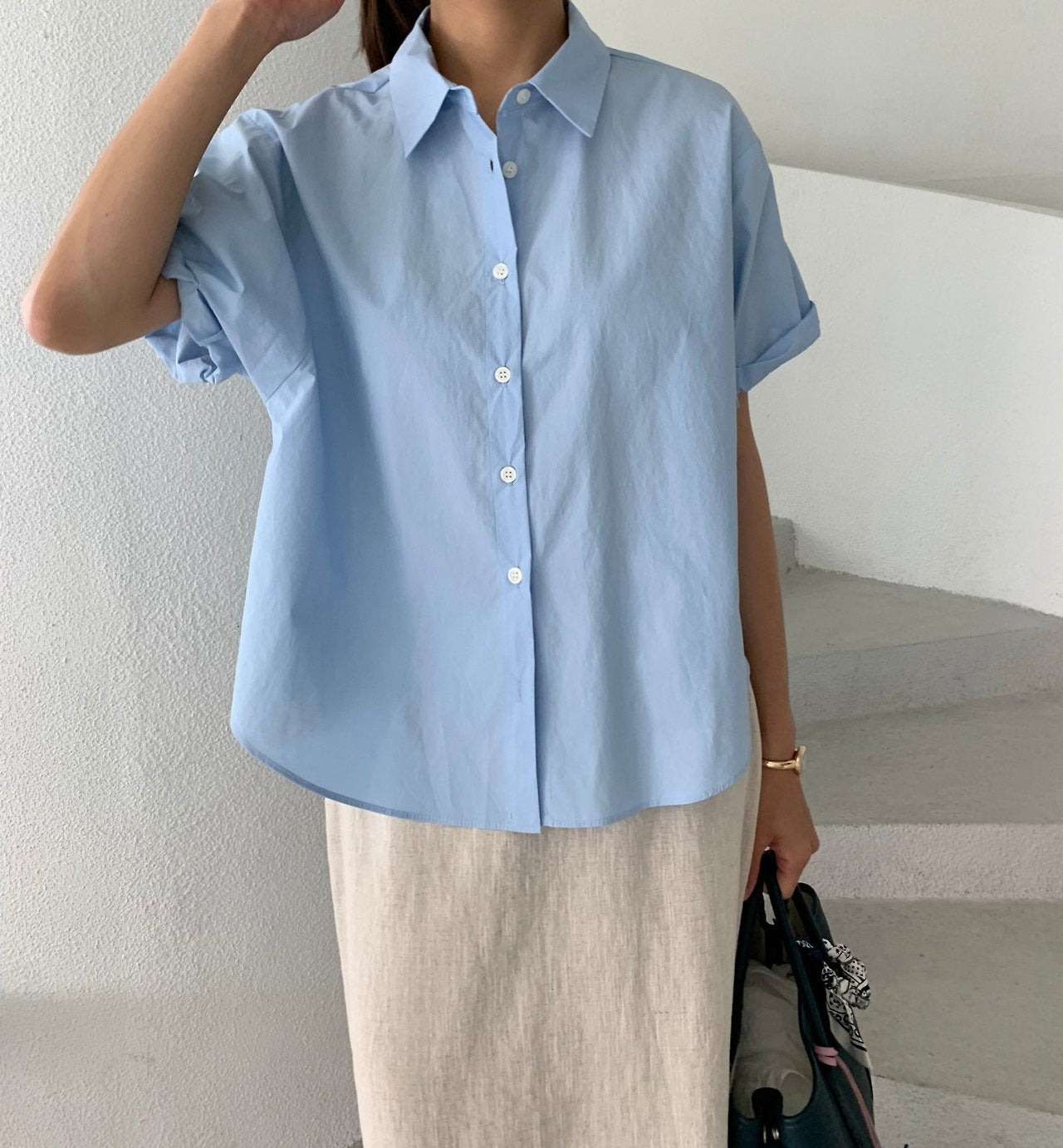 Rolled-up cotton shirt