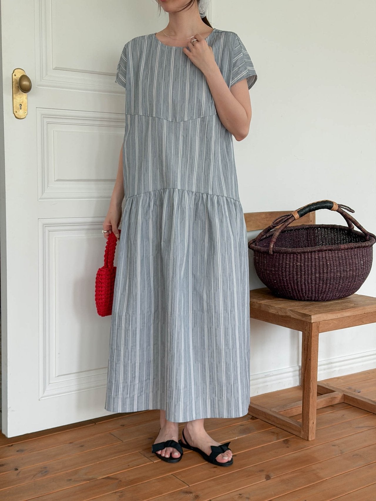 Seersucker striped dress