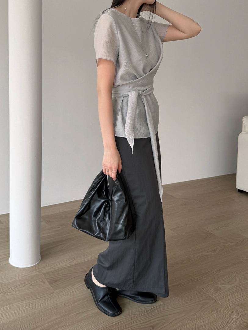 Waist sash blouse
