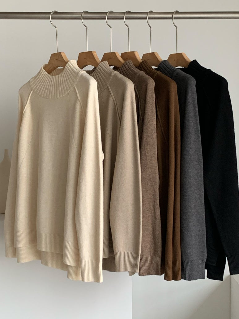 (F/W) Ribbed high neck sweater