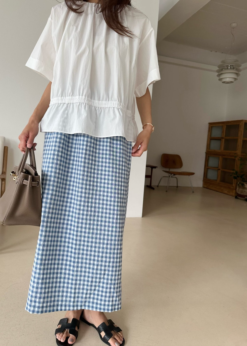 Gingham checkered H skirt