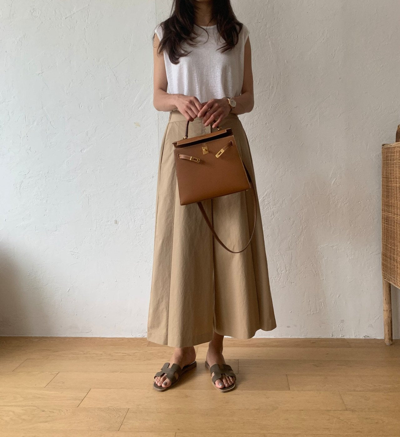 Pintuck wide pants