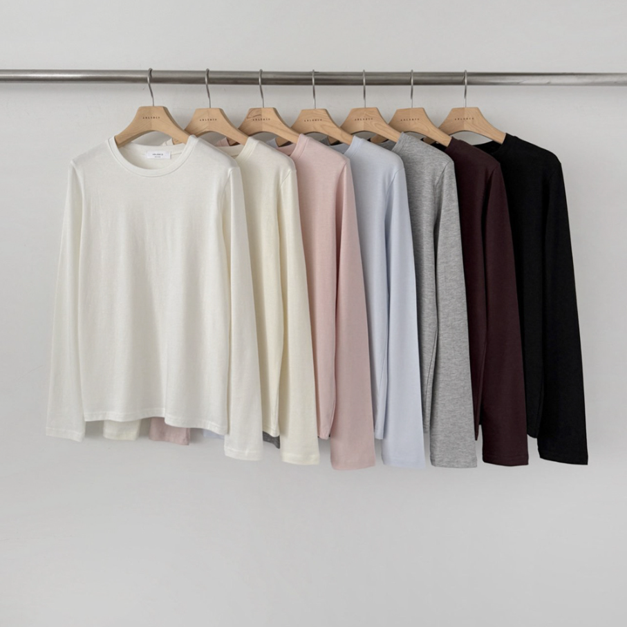 Cream modal long sleeves t-shirt