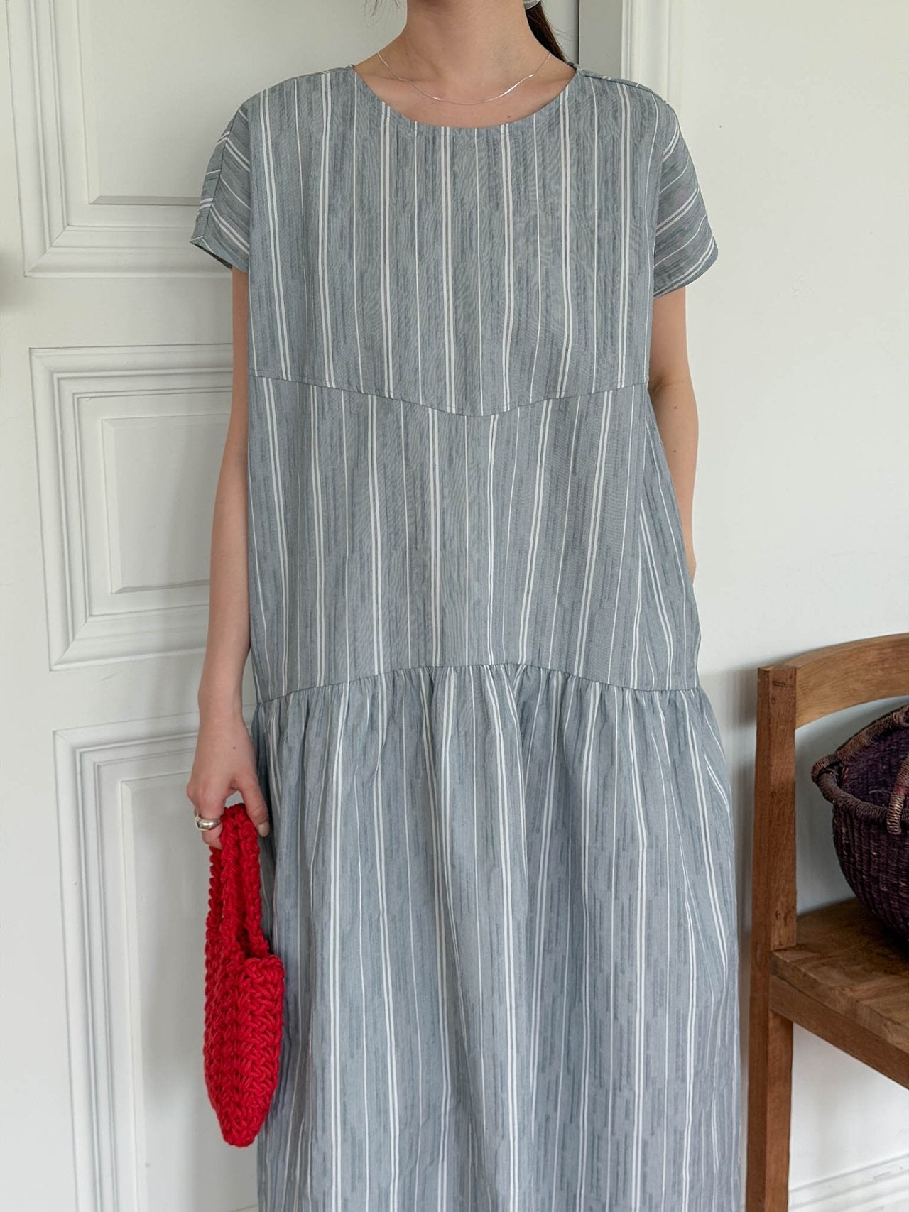 Seersucker striped dress