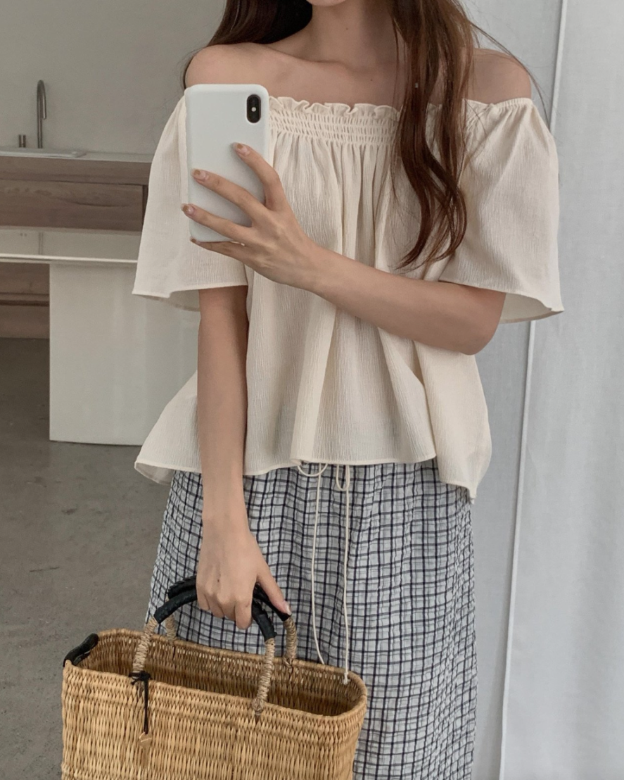 Pomelo smocked blouse