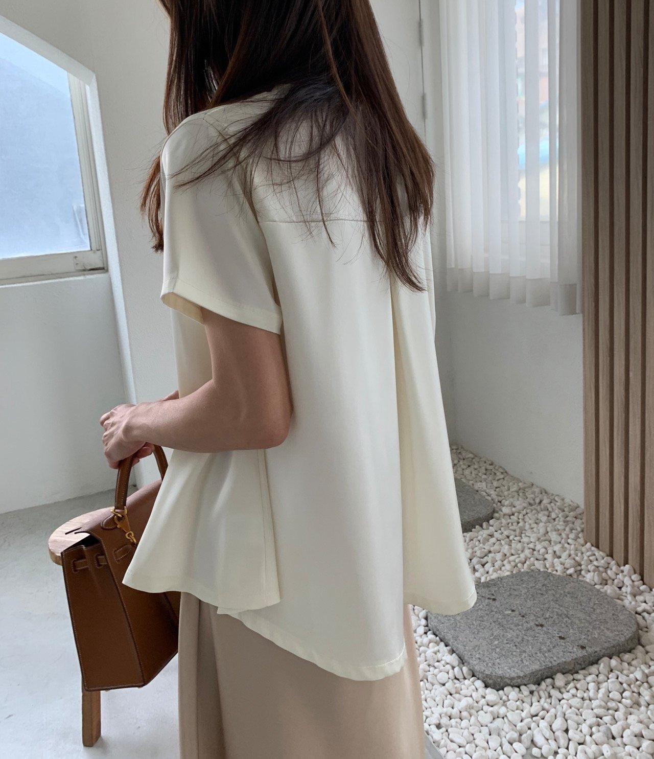 Satin flared blouse