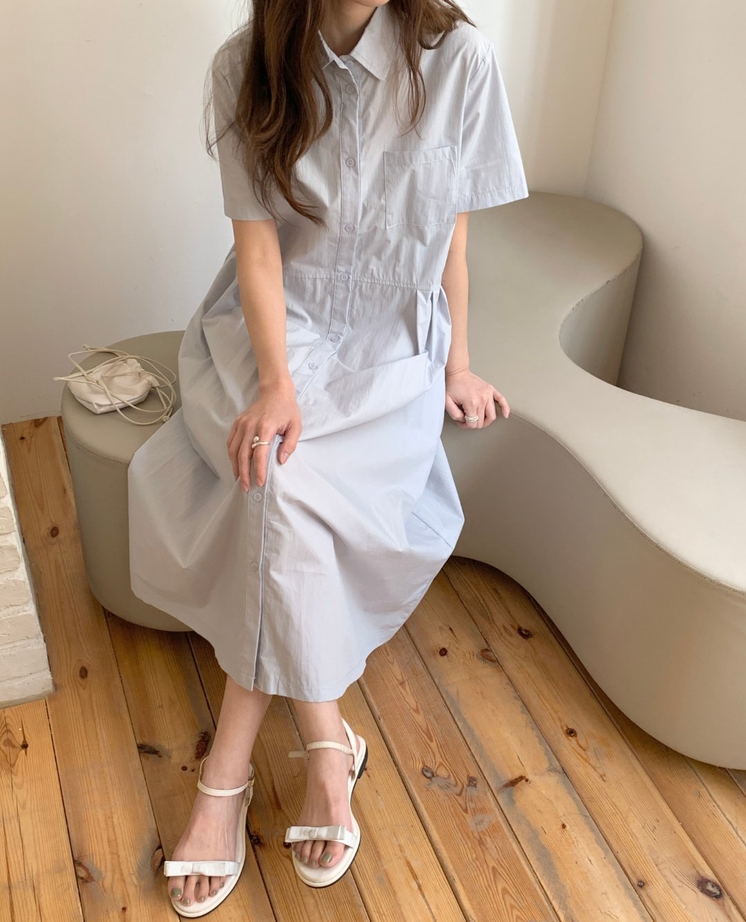 Cotton blend shirtdress