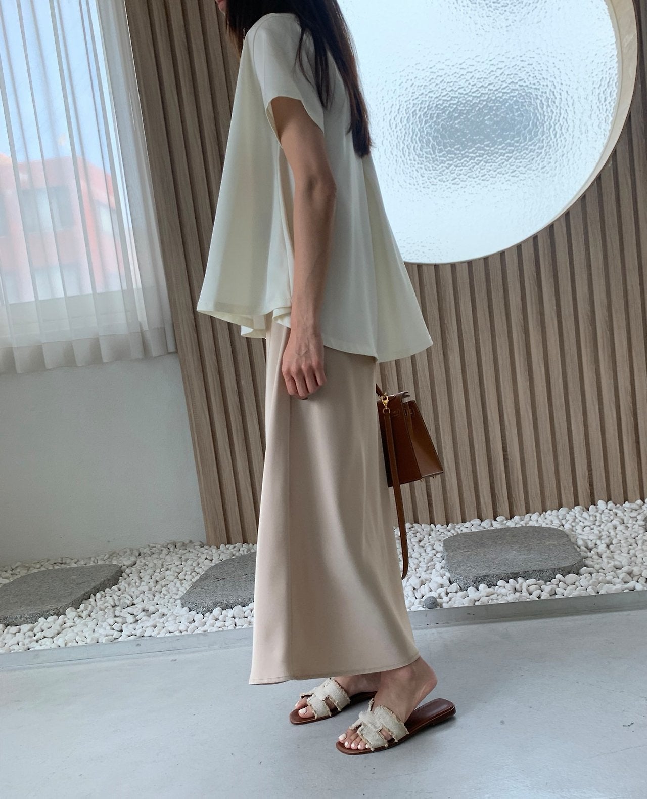 Satin flared blouse