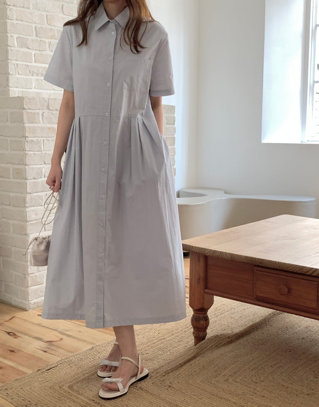 Cotton blend shirtdress