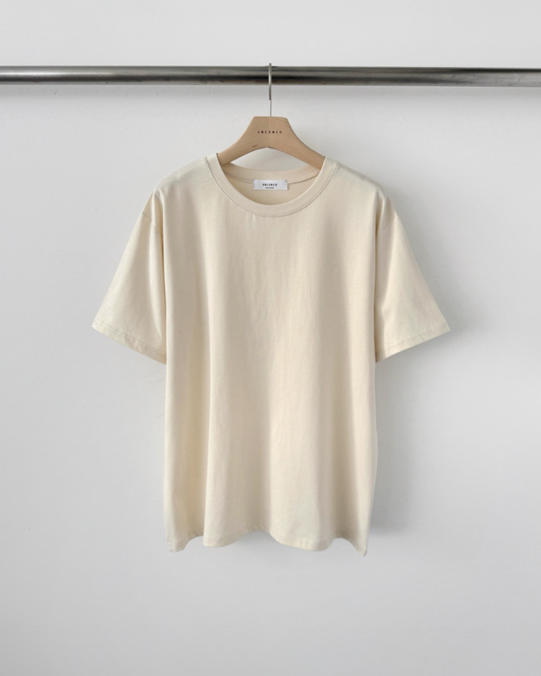 Cream modal basic T-shirt