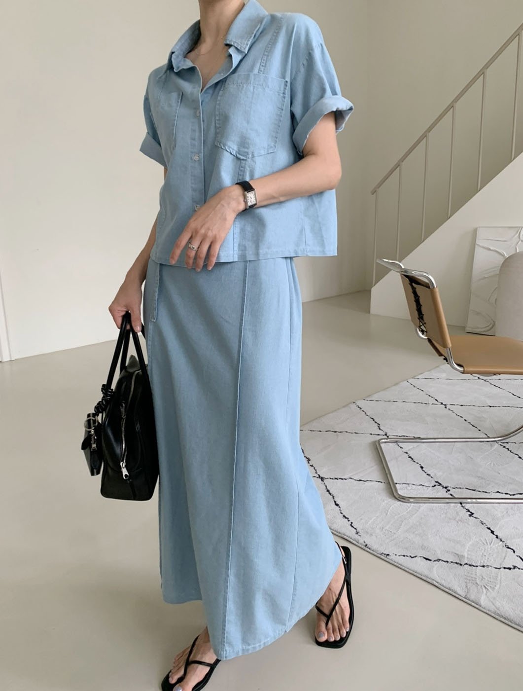 Tencel denim skirt set