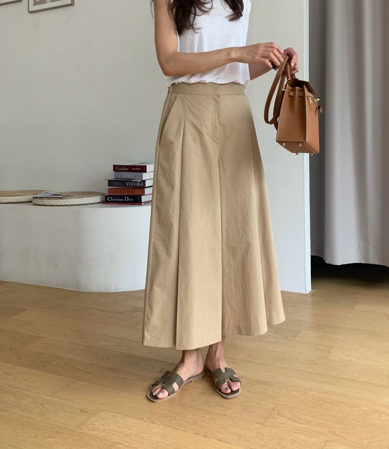 Pintuck wide pants