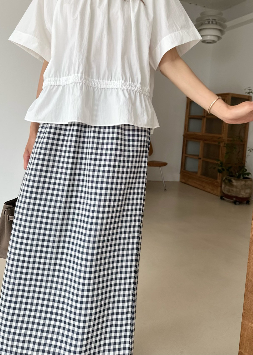 Gingham checkered H skirt